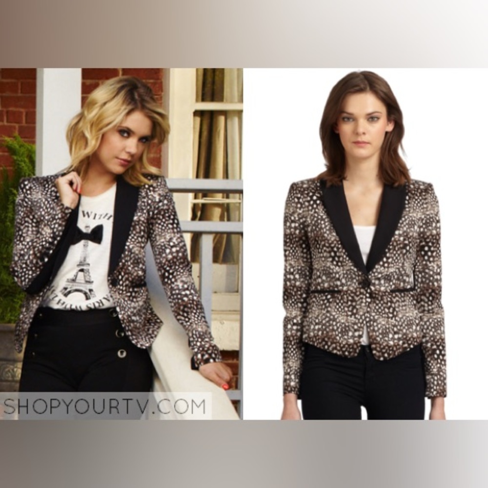 Bowie Tuxedo Jacket by BCBGMAXAZRIA worn on pretty little liars Hanna size small